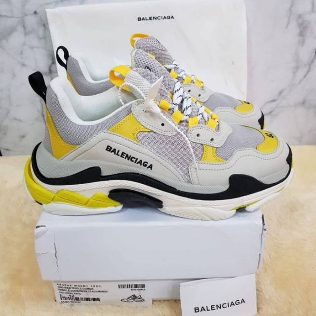 SEPATU BALENCIAGA TRIPLER S GREY WHITE YELLOW original premium