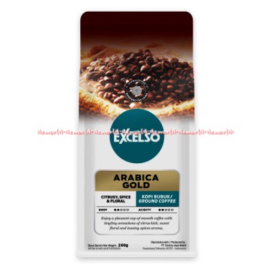 Excelso Arabica Gold 200gr Citrusy Spice &amp; Floral Kopi Bubuk Biji Kopi Exselso Ekselso Kopi Arabika Golden Bean Coffee Ground Cofee