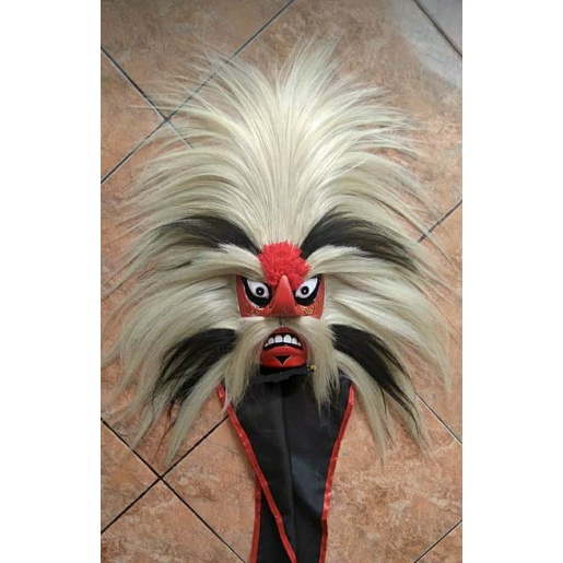 topeng ganongan pakem rambut sintetis full putih rambut lebat . jaranan ganong .geratis ongkir