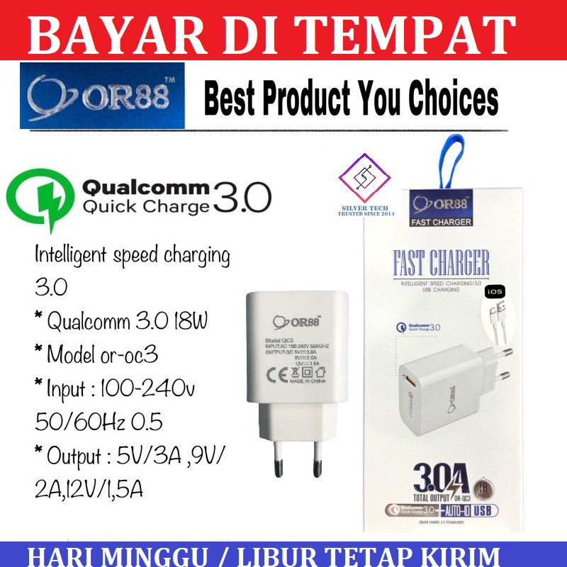 Charger Qualcomm Fast Charging by Orien 3.0 A Original Tipe C dan Iphone