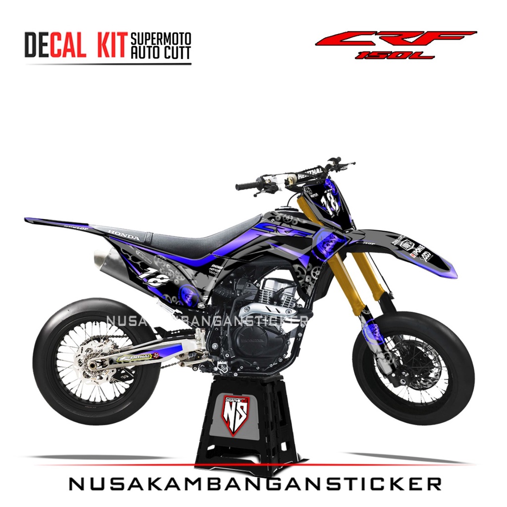 Decal Stiker Supermoto Motor Honda CRF 150 L Full Body Biru Dongger Grafis Racing Team Sticker KitAu