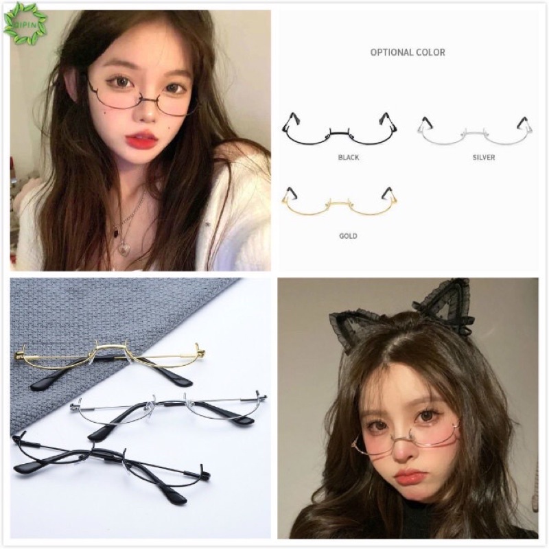 Kacamata Setengah Bingkai | Bingkai Kacamata Datar Wanita Dekorasi COSPLAY