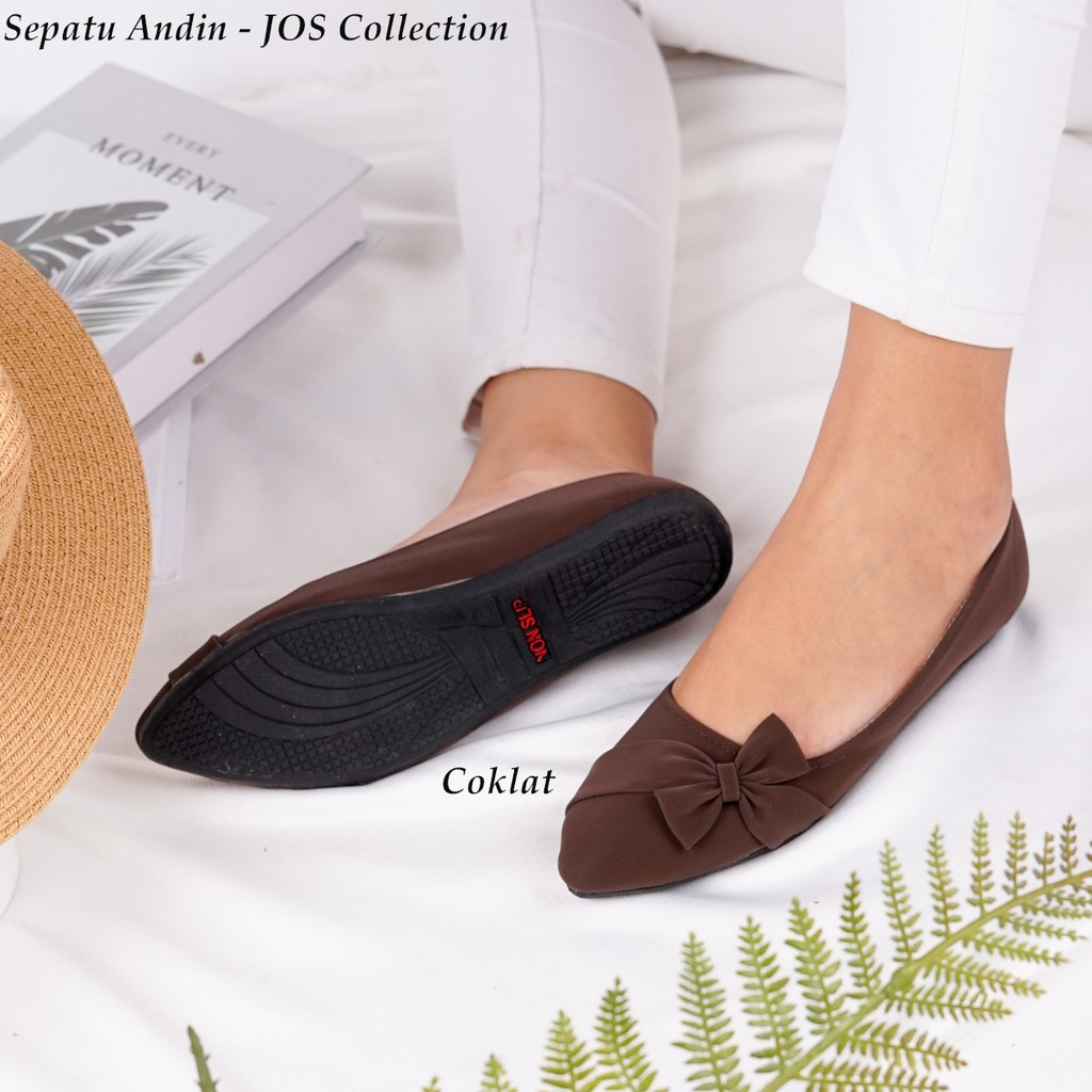 Flat Shoes Wanita - Sepatu Andin Balet Wanita Motif Pita by JOS Collection