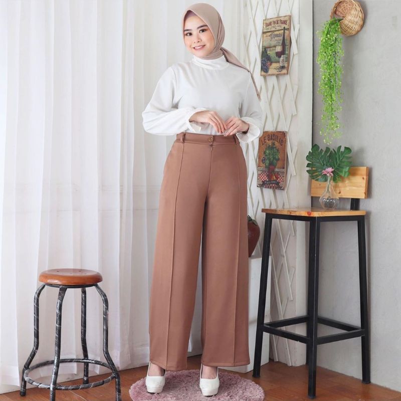 Scuba kulot tulang - jual celana bahan besar big size jumbo murah melar tidak terawang nyaman ish