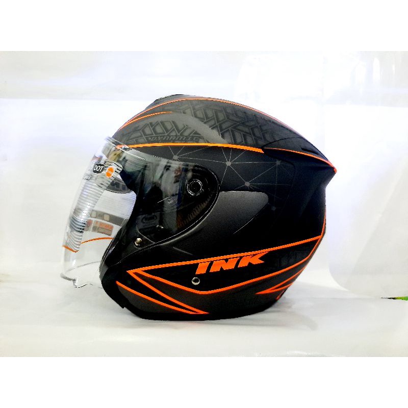 HELM INK DYNAMIC MOTIF SERI#2 GUNMETAL MATT ORANGE FLUO INK ORIGINAL