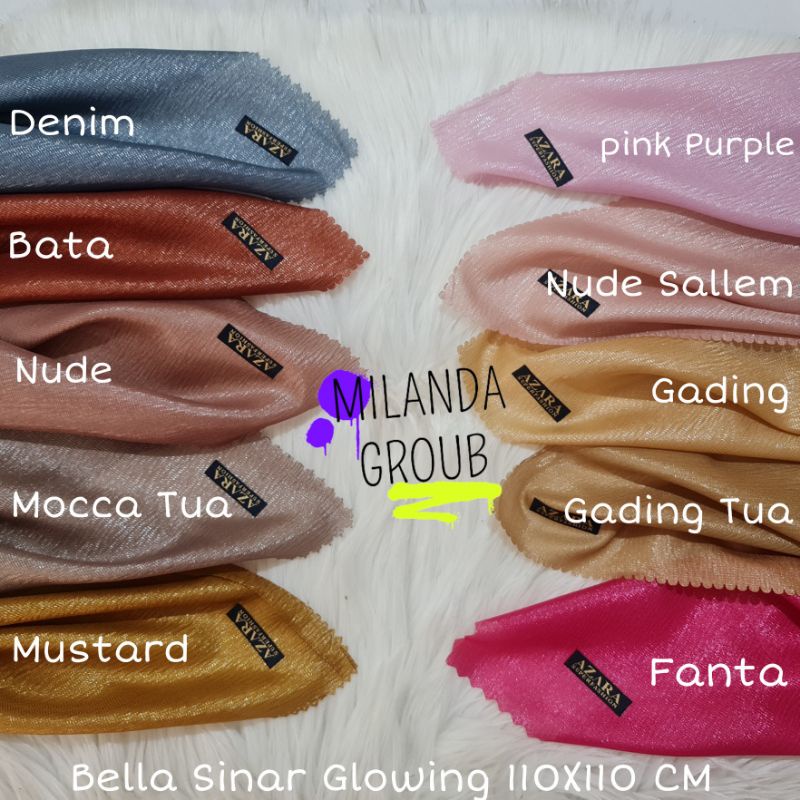 Hijab Segiempat Cornskin Glowing Glamour Bella Sinar AZARA 110X110 CM