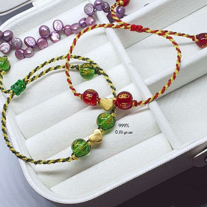 Gelang Tali Tridatu Keberuntungan Emas Hongkong