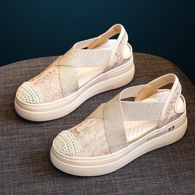 RYX - Flowery Lace Sepatu Slip-On Wanita Fashion Casual - Ori Import