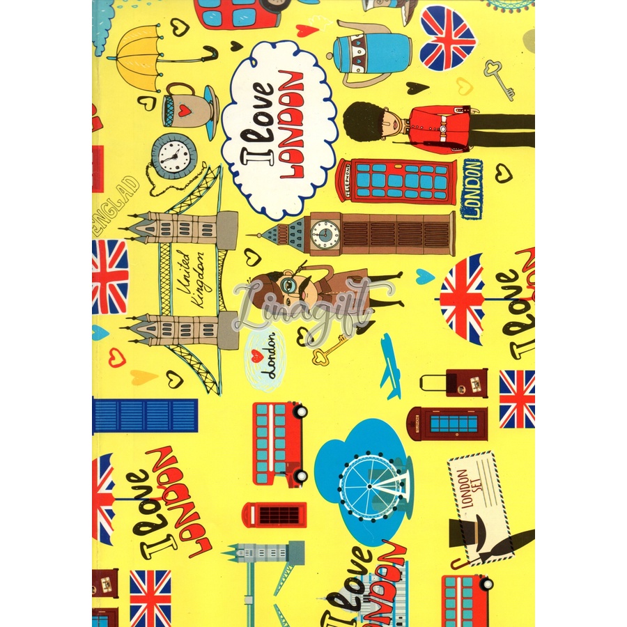 ( 5 Lembar ) KERTAS KADO SR GLOSY - GIFT WRAPPING PAPER LONDON PARIS BIG BEN MENARA EIFEL CLASSIC FANCY VINTAGE