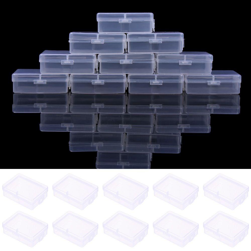 Solighter 10Pcs Kotak Mini Anting Transparan Persegi Panjang Wadah Perhiasan