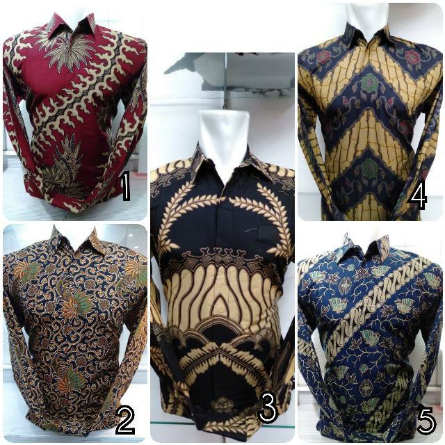 Kemeja Baju Batik Premium Lengan Panjang Sogan Pria Katun Seragam Ika Fashion Tanah Abang