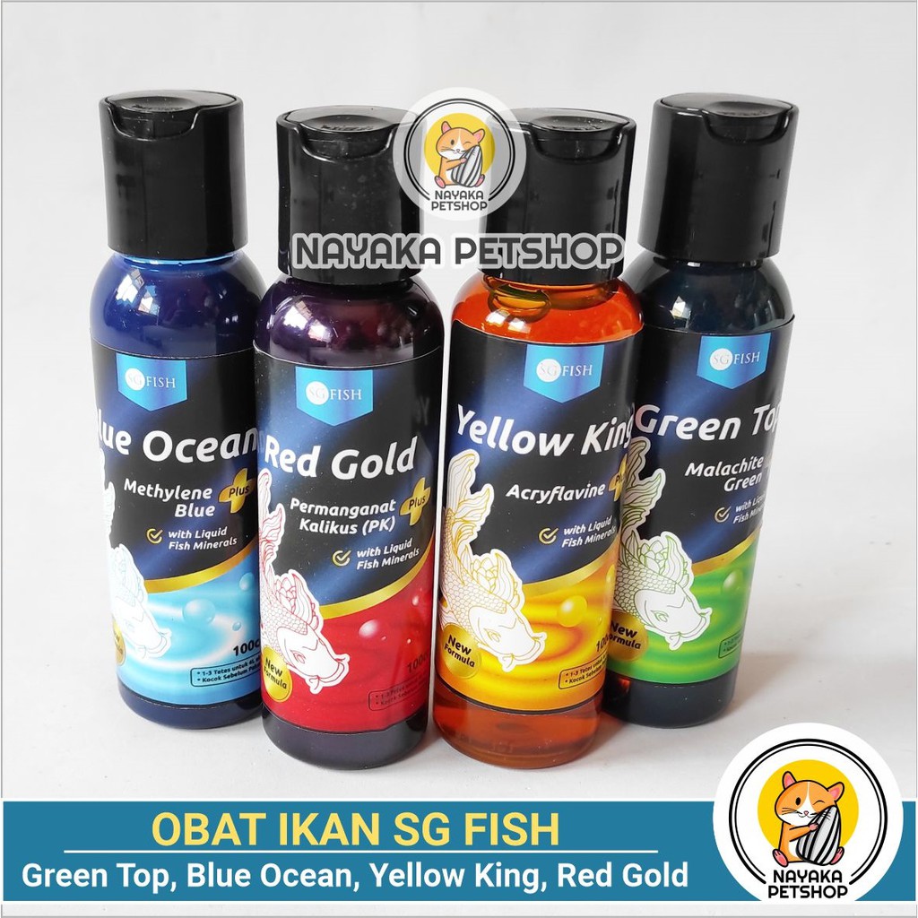 SG Fish Obat Ikan Hias Icht White Spot Jamur Cotton Mouth Red Gold Yellow King Blue Ocean Green Top