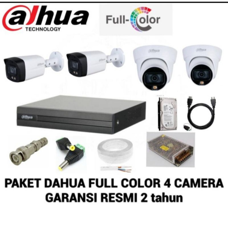 Paket Cctv Dahua Full Color 4 Kamera Komplit Garansi Resmi