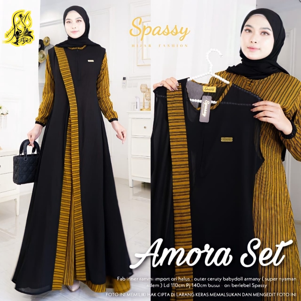 gamis daily terbaru 2022 amora bahan adem dan nyaman original spassy di salamah grosir solo