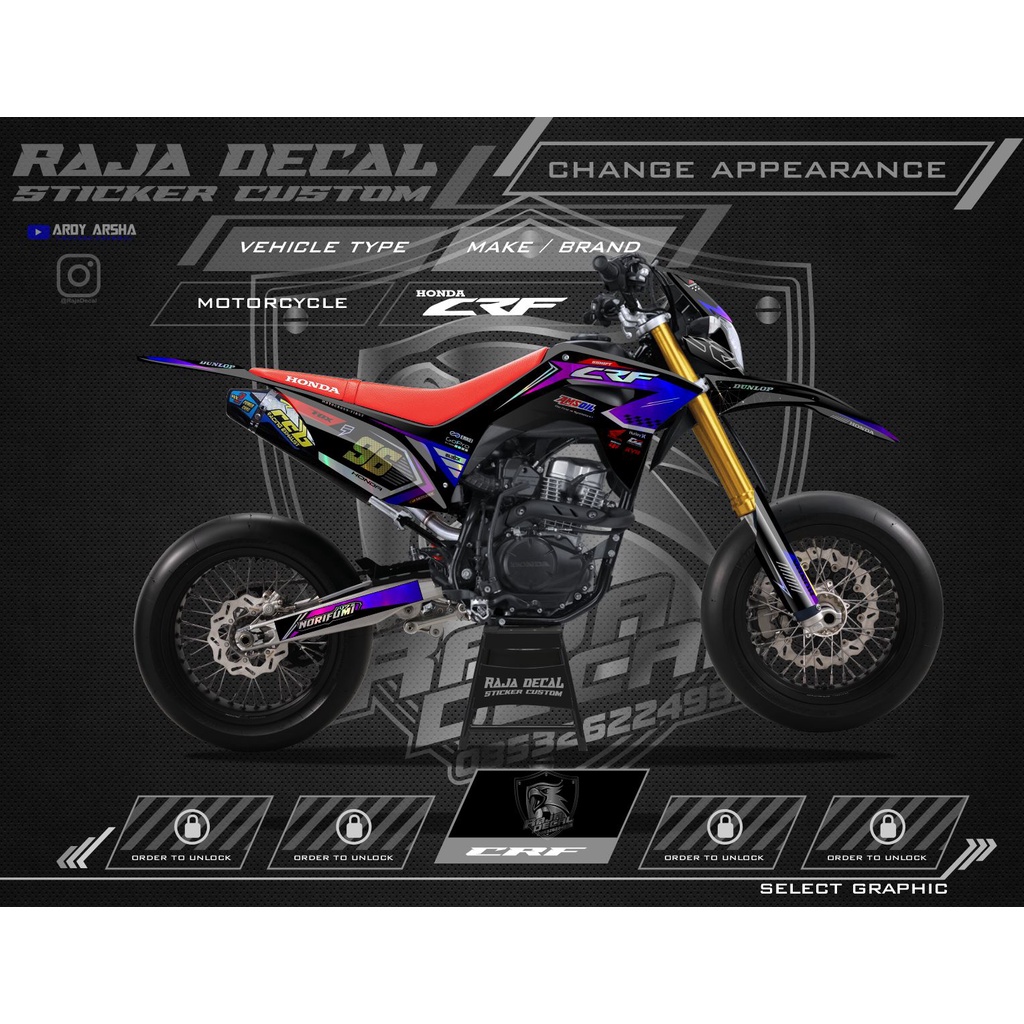 Decal Sticker Honda CRF 150 L Fullbody Bahan Hologram_Stiker Dekal CRF 150L Disain Minimalis Kode 02