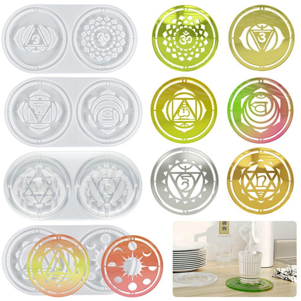 Solighter Cetakan Pengecoran Resin Epoxy Clay Tool Tray Coaster Silicone Cup Mat Liontin Membuat Cetakan