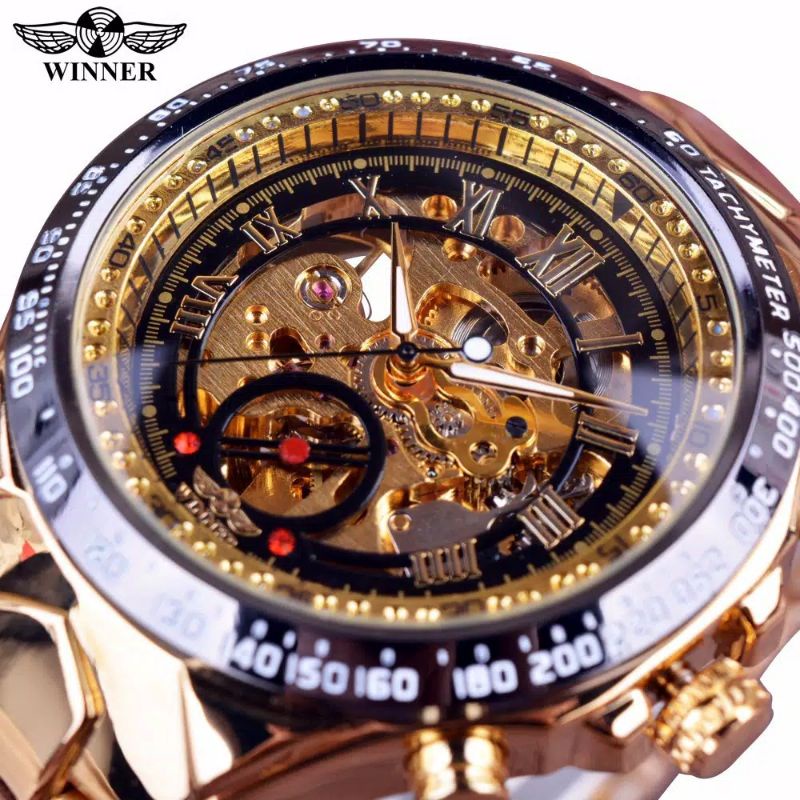JAM WINNER Jam Tangan Pria Mekanik Otomatis Skeleton