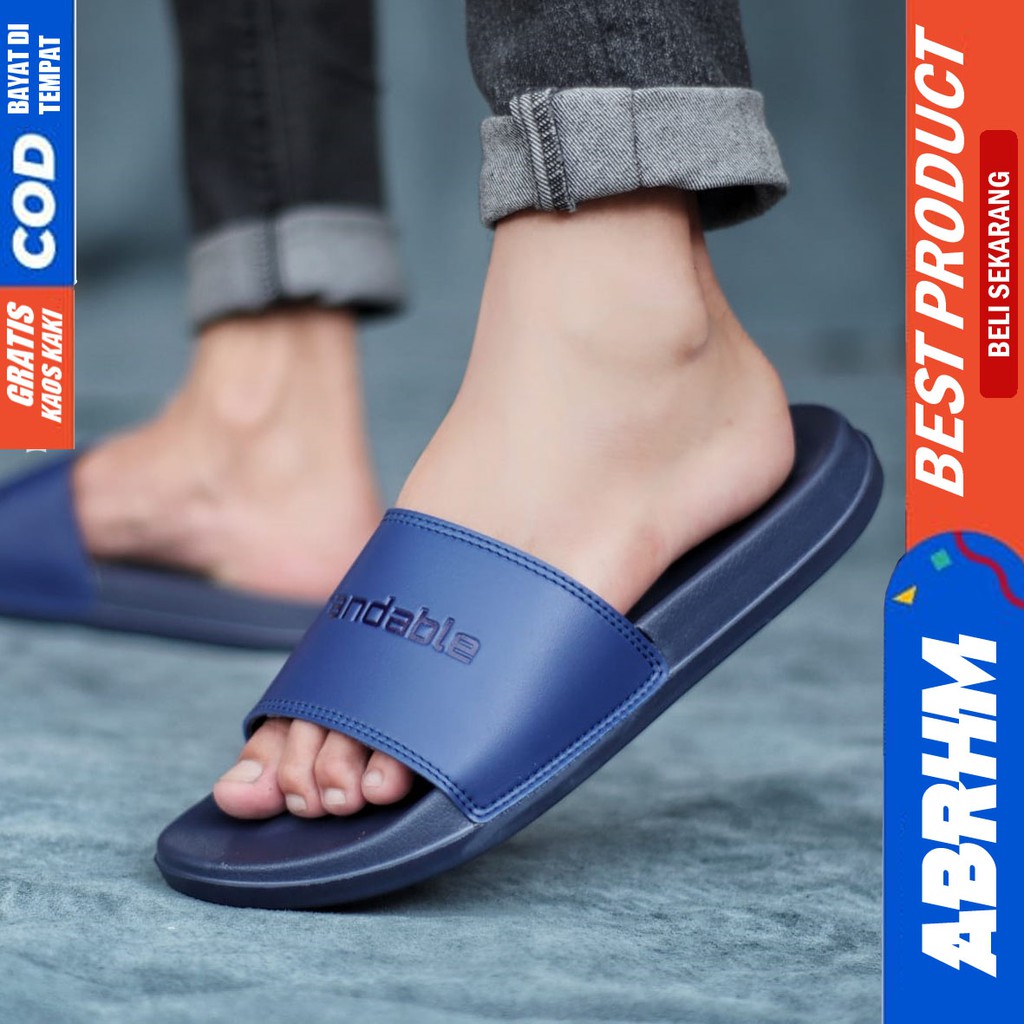 ABRHM x SHIRO Sandal Slide Pria Sandal Slop Pria Kulit Pu Sendal Selop Cowok / Cowo Kekinian