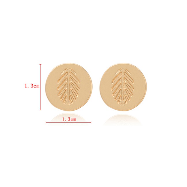 LRC Anting Tusuk Fashion Gold Round Leaf Earrings F40679