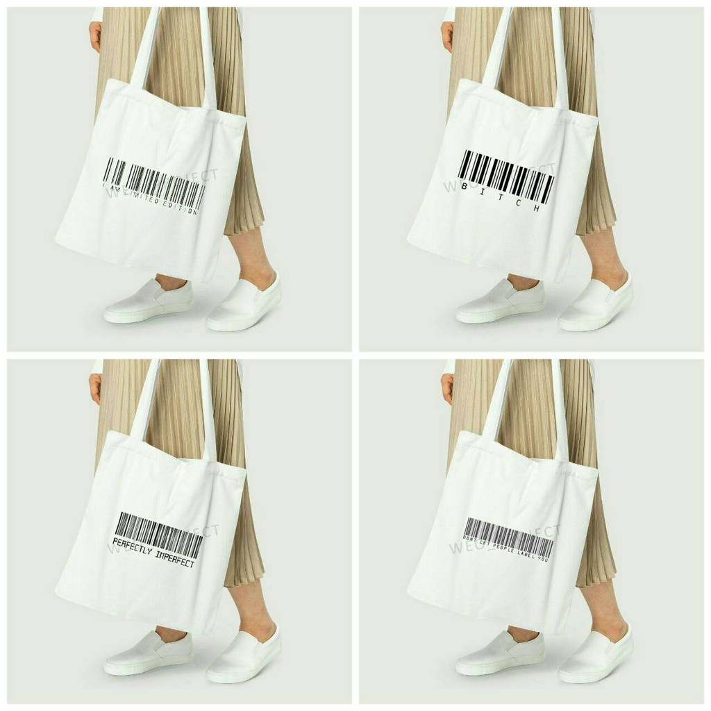 TOTE BAG KANVAS MURAH / TOTE BAG WANITA / TOTE BAG MOTIF HURUF