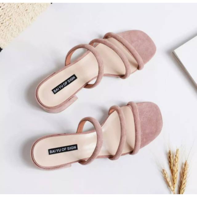 Sandal Hak Tali Sandal Wanita Tinggi Hak 3cm