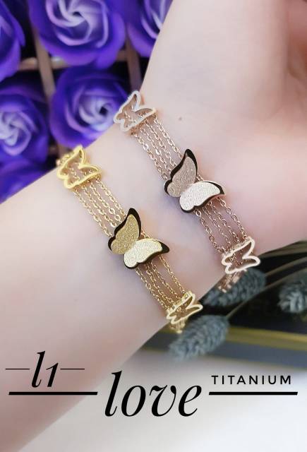 Titanium gelang dan cincin kupu 1212i