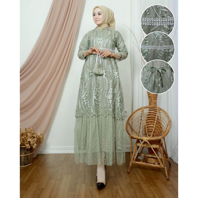 Kadai.baju / Gamis brukat tutu payet / Gamis wisuda modern / Gamis pesta wanita Size M L XL XXL