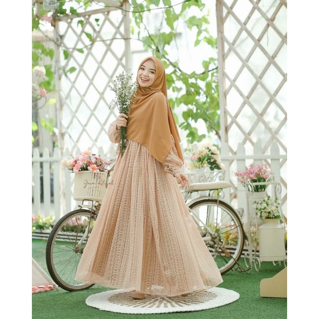PO Arumi Dress Peanut by Gerai Aliyah ori