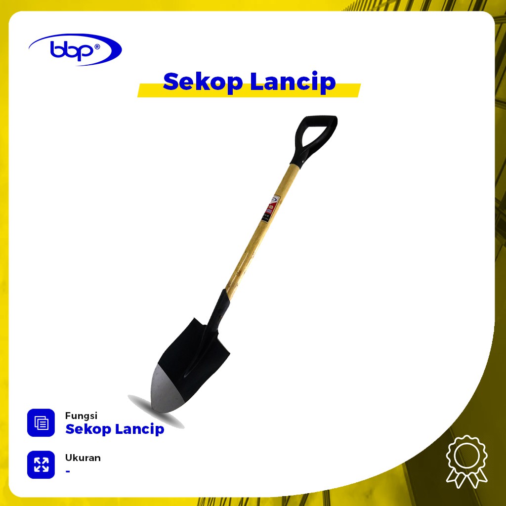 Sekop Pasir Lancip Hitam Gagang Besi / Sekop Tanah