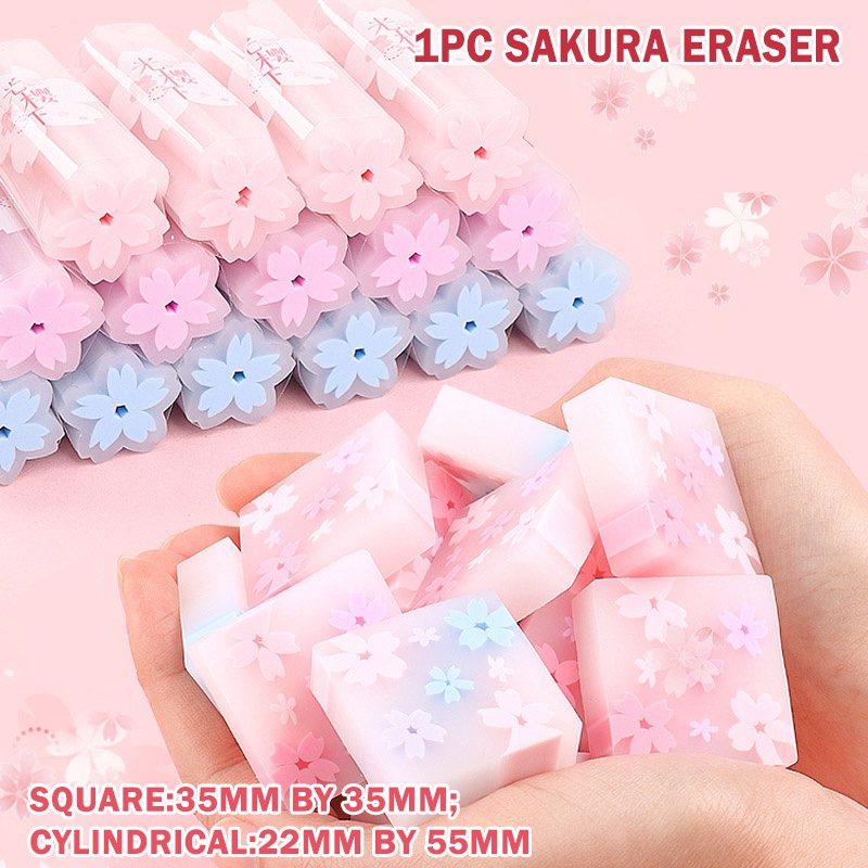 1pc Penghapus 2B Desain Sakura Pink Cherry Untuk Alat Tulis Sekolah