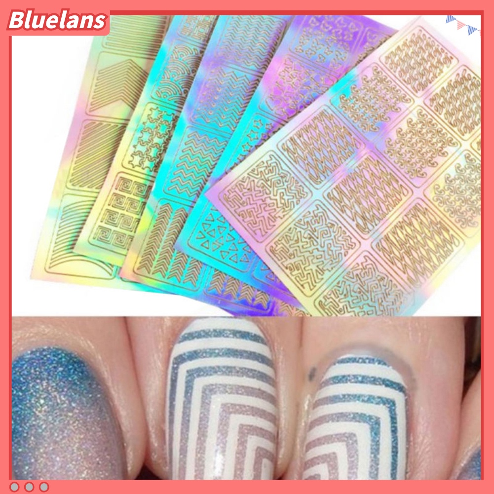 [Bayar Di Tempat][bluelans] 3 Lembar Stiker Nail Art Transfer Desain 3D untuk Manicure