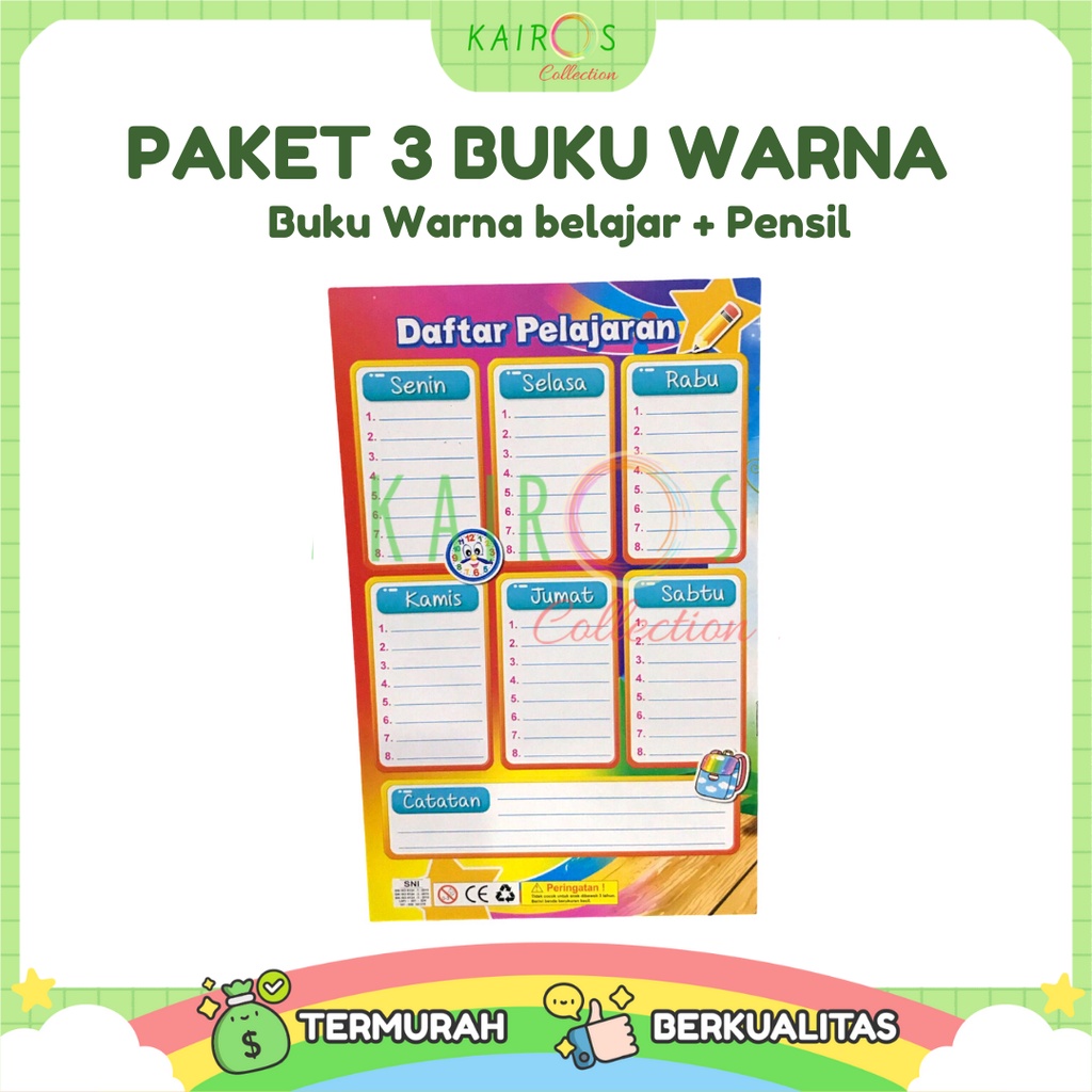 Pensil Warna Buku Mewarnai &amp; Belajar Anak - Paket Edukasi Belajar Mewarna