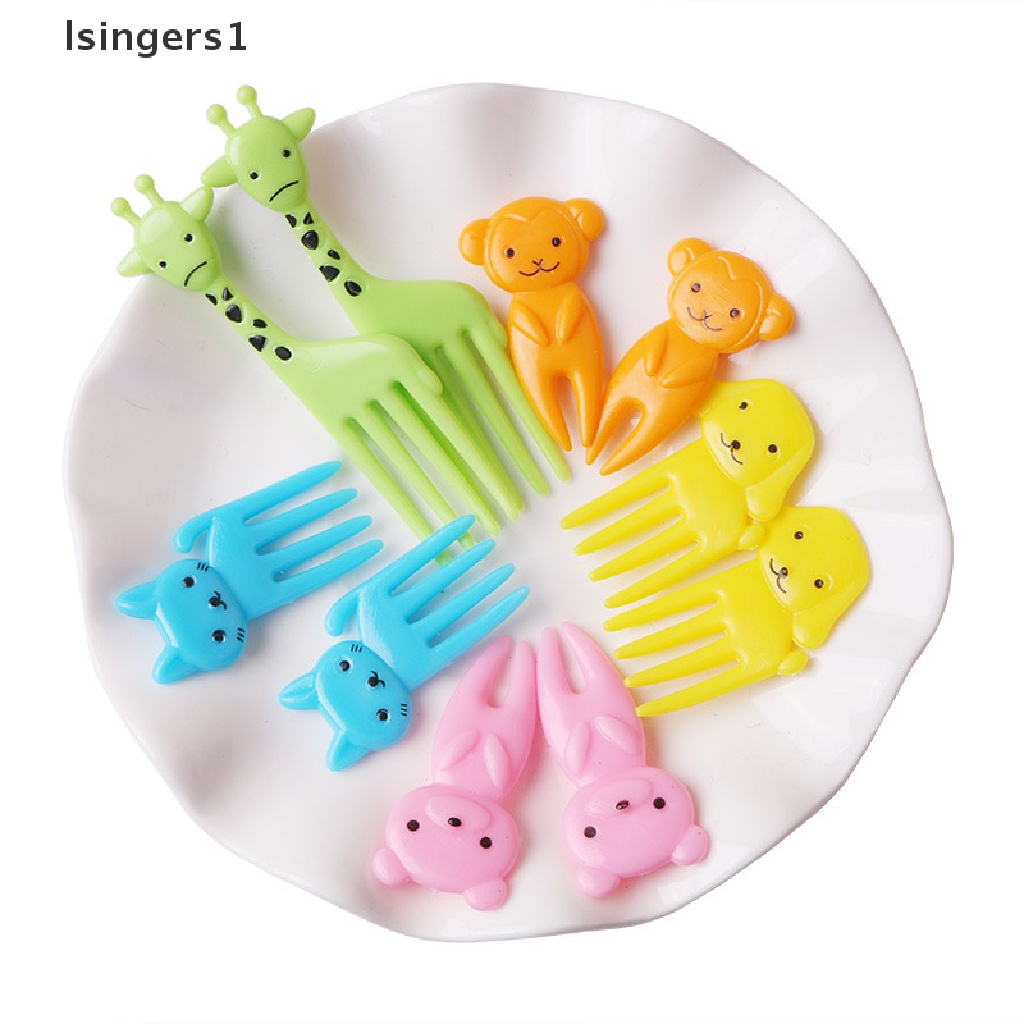 (lsingers1) 10pcs / Set Tusuk Gigi Mini Motif Kartun Hewan Lucu