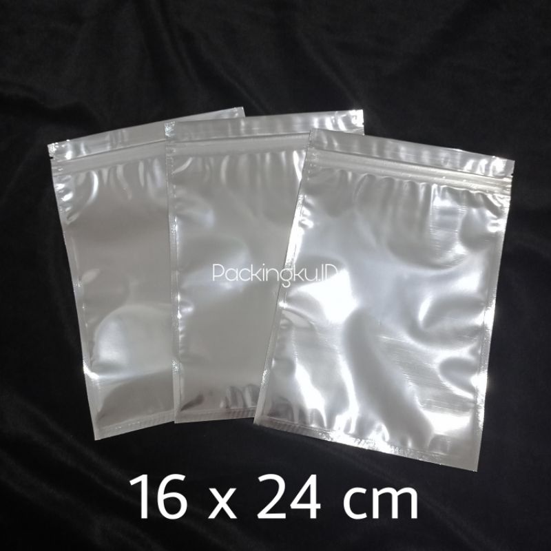 

[10pc] 16 x 24cm Plastik Klip Ziplock Metalized Silver Aluminium Foil Kemasan sachet