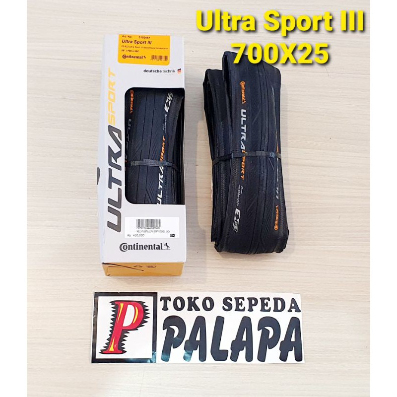 Ban Luar Continental Ultra Sport III 3 Race 700x25C Performance Fold Black Ultrasport 700C 25 Kevlar