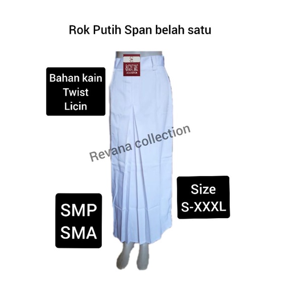 Rok Putih Span rempel satu panjang SMP/SMA bahan kain twist licin