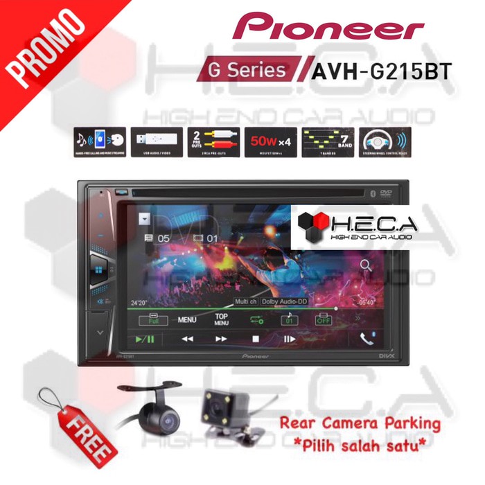 ASIAPP  Pioneer AVH-G215BT Tape Mobil Double Din 2DIN Head Unit + Rear Camera AK18