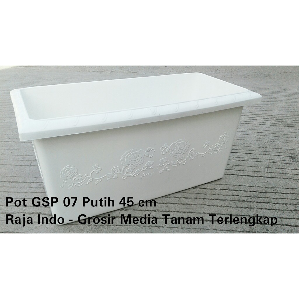 Pot Kotak Panjang Gsp 07 Putih 48 Cm Pot Plastik 48cm Bibit Bunga Kotak Putih