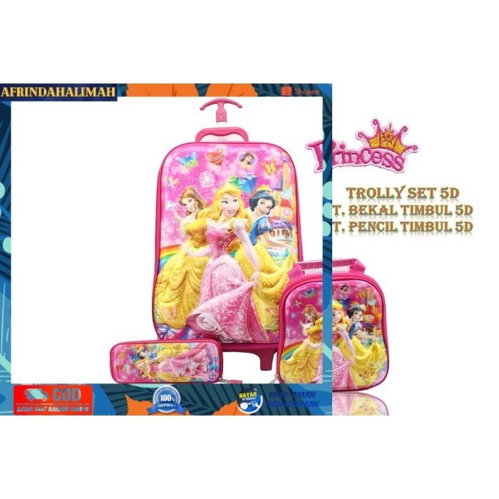 

{TERBARU} TAS TROLLY SET SEKOLAH 3IN1 FULL 5D PRINCESS