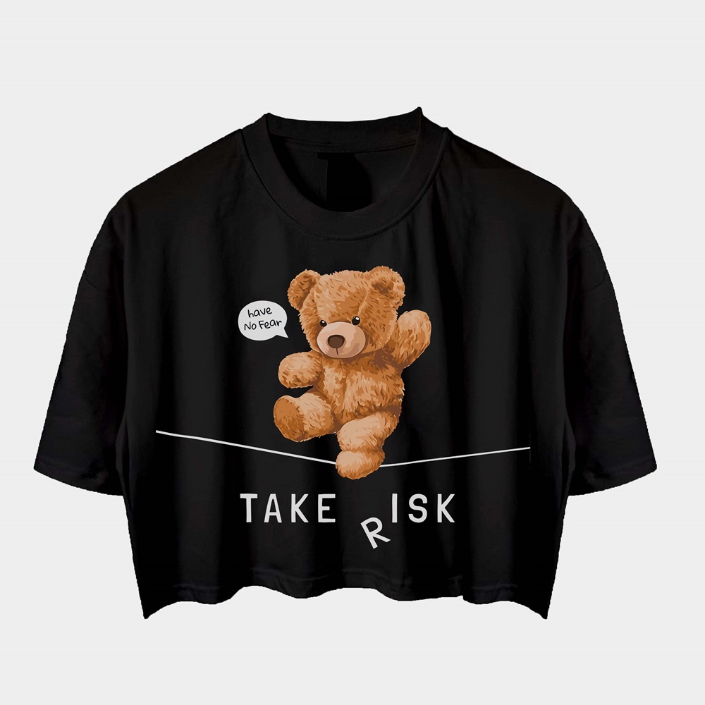 new Baju Kaos CROP TEE TEDY BEAR 2 AESTHETIC oversize Premium Tshirt tedy bear kaos beruang fluppy p