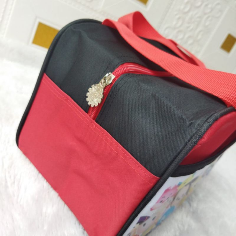 Tas Tsum Tsum Tupperware ( Zipper Bunga Es ) / tas bekal karakter / tas makan siang / tas ultah