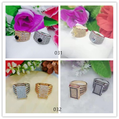 Cincin xuping permata putih dan hitam lapis emas 18k perhiasan fashion 031,032