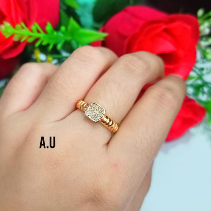 Cincin Dewasa Permata Simpel Perhiasan Wanita Gold Remaja (COD)