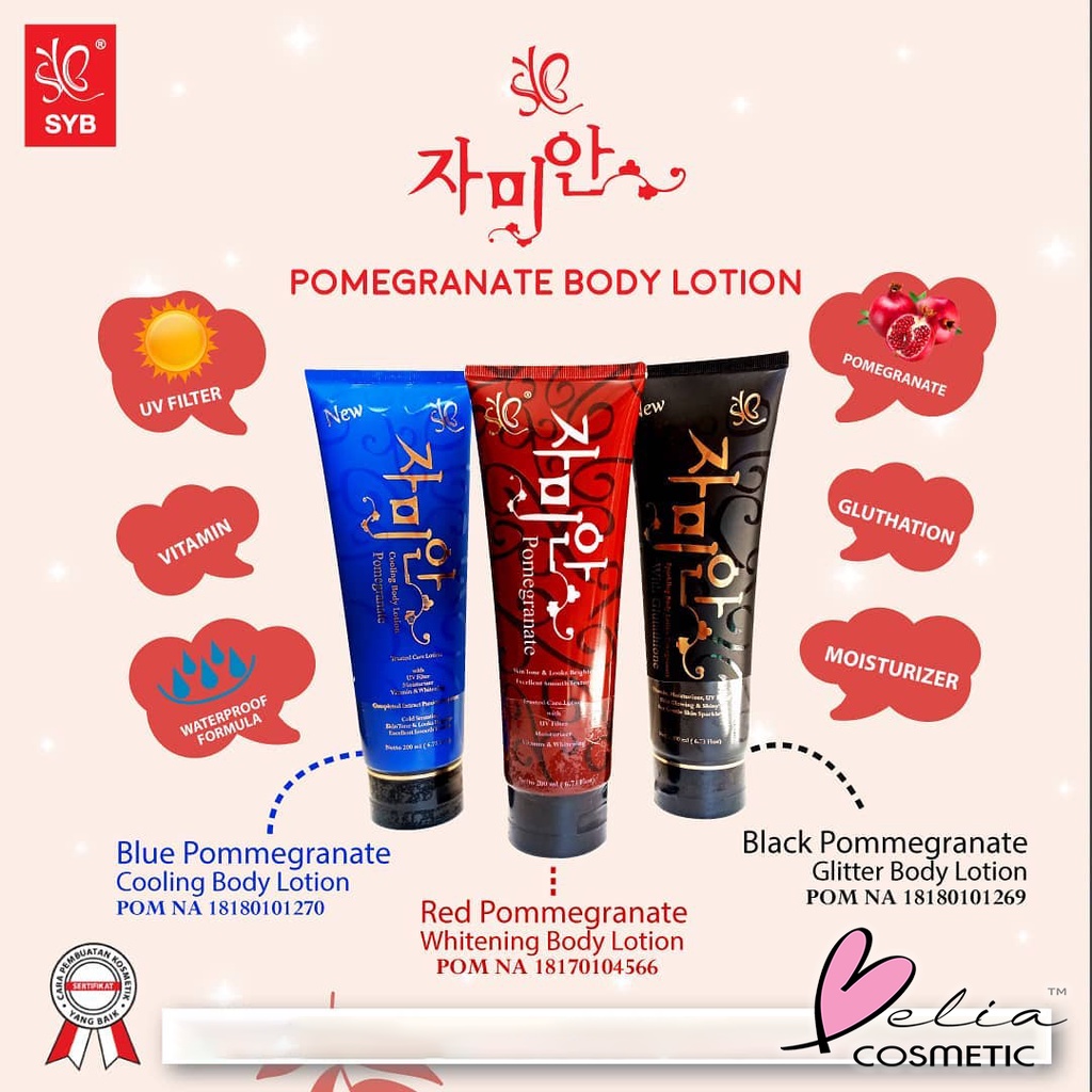 ❤ BELIA ❤ SYB Sparkling Body Lotion Whitening Pomegranate | Hand Body Lotion 200ml | Vitamin C | BPOM