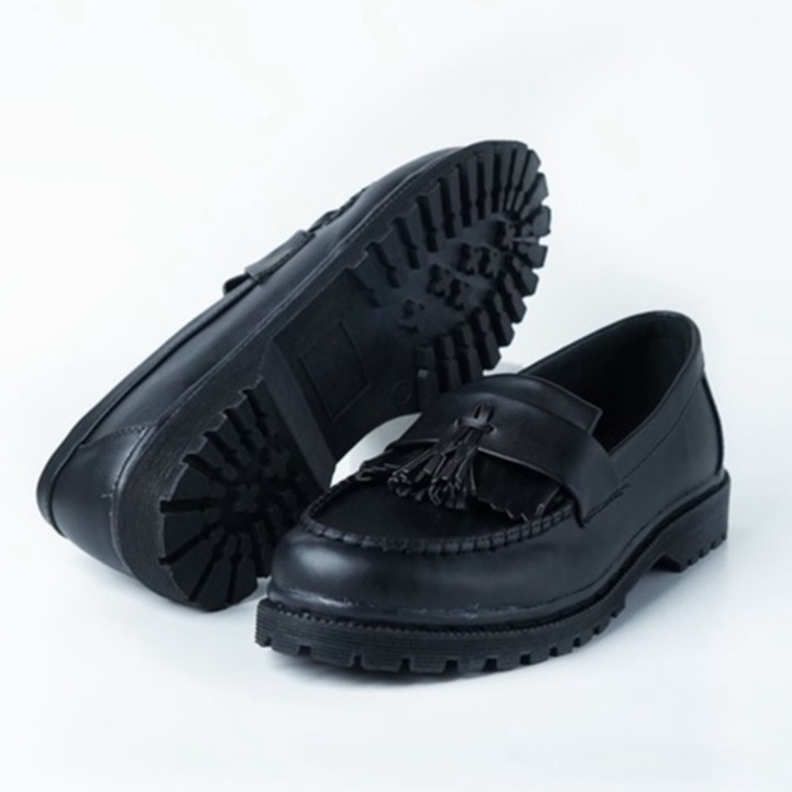 Sepatu Docmart Pria Loafers Casual Pria Kulit Formal Slip On Loafer - Ziggy Full Black