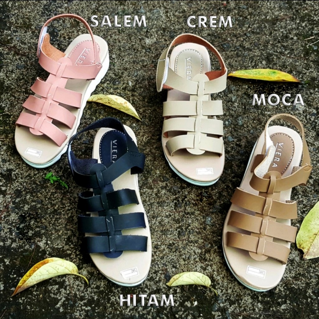 SANDAL WANITA HAK 3CM || STRIP TIGA CEWE KERONJO KULIT