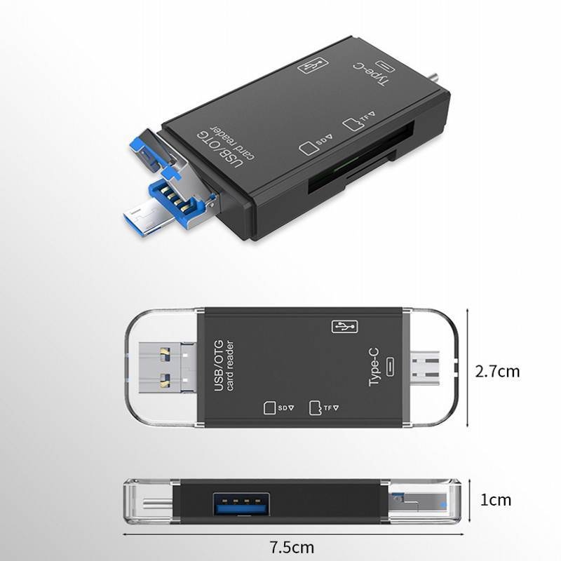 [6 In 1 SD Card Reader] [USB C Card Reader USB 2.0 TF/Mirco SD Smart Memory Card Reader][Type C Flash Drive Cardreader Adapter]