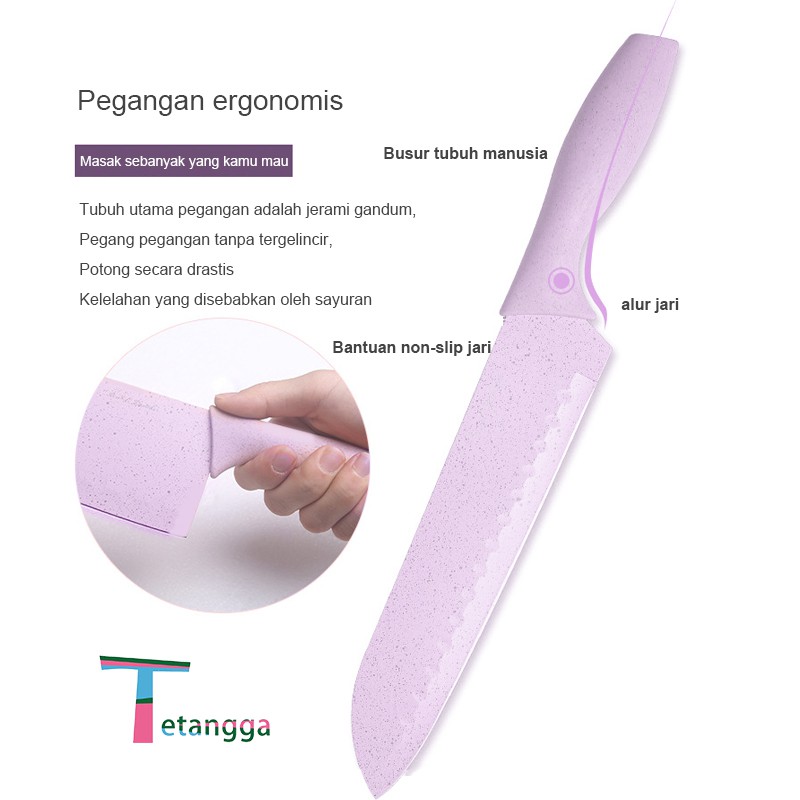 Set Pisau Dapur Tetangga Pisau Set 7 in 1 Keramik Talenan Set Keramik Tetangga VS