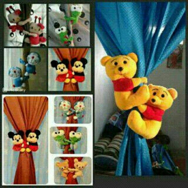 Ikat gorden boneka karakter hello kitty / doraemon / keropi / miki mouse / pooh