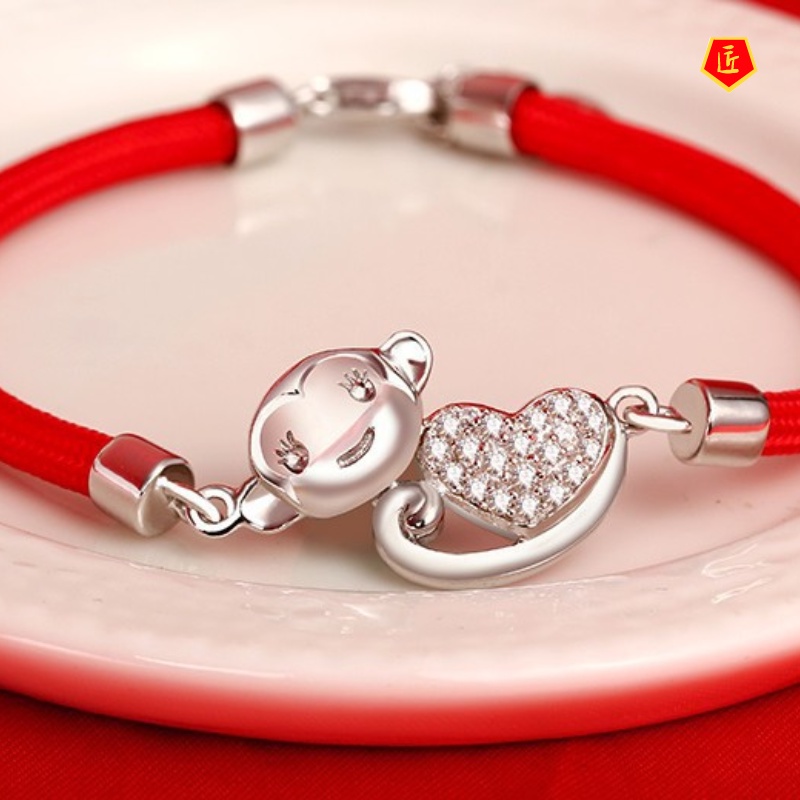 [Ready Stock]Silver Monkey Red Rope Lucky Bracelet